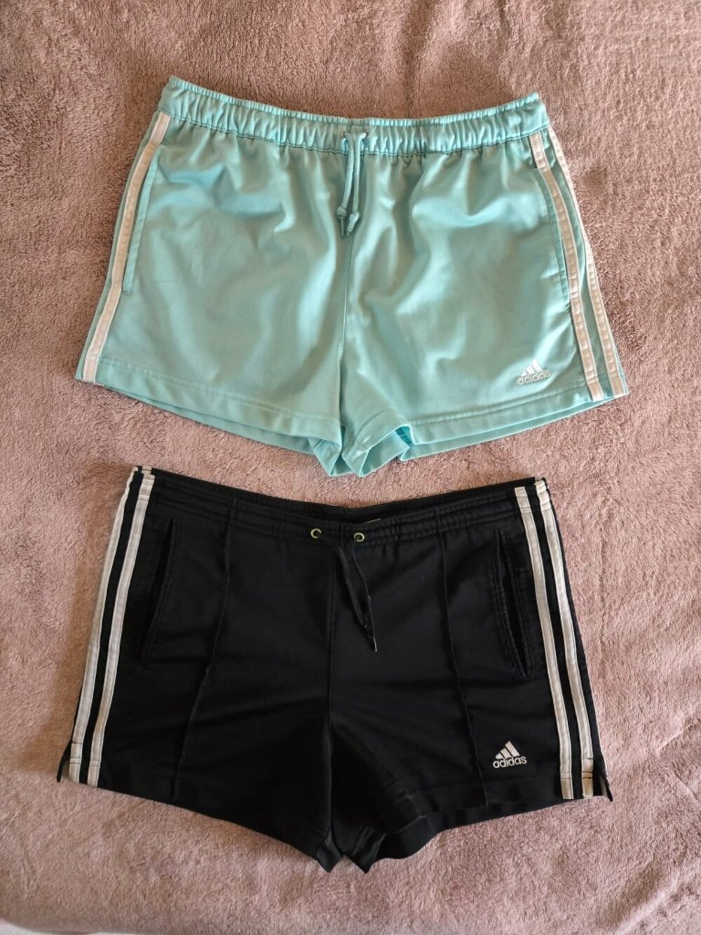 Retro-Style Adidas Women’s Shorts - Size Medium - Black & Teal